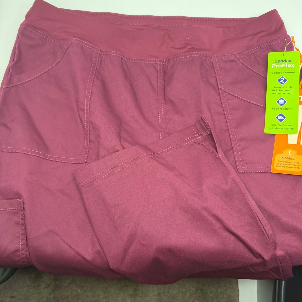 Landau ProFlex 2043 Wine Burgundy Scrub Pants Modern‎ Fit XLG NWT Professional